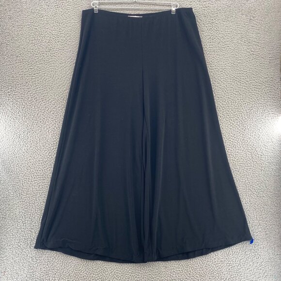 Joseph Ribkoff Pants Womens 16 Black Pull On Stretch Knit Wide Leg Ankle Casual* - Picture 1 of 13
